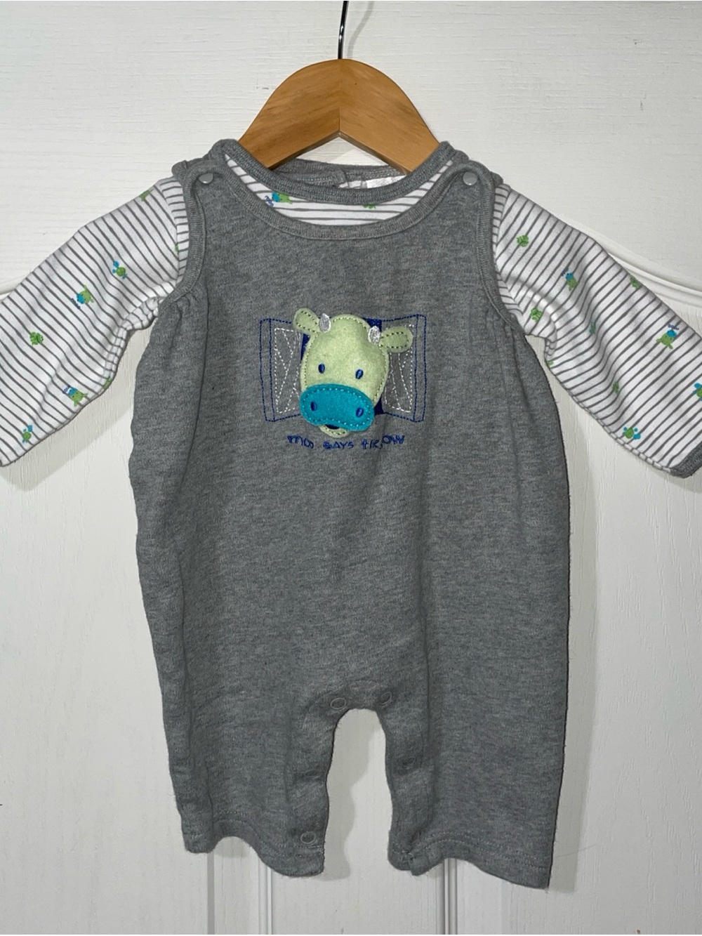 Vintage Carter’s Baby 2pc Romper Moo Say The Cow Outfit